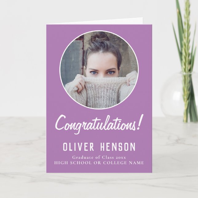 Tarjeta Felicitaciones Graduado 2 Foto Graduada (Anverso)