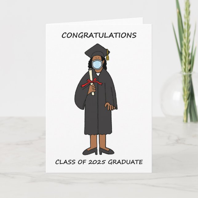 Tarjeta Felicitaciones Graduado afroamericano 2025 (Anverso)