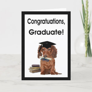 Tarjeta Felicitaciones Graduado - Dachshund en Grad Cap