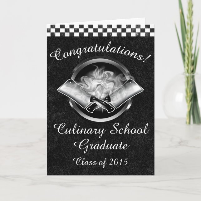 Tarjeta Felicitaciones Graduado de Escuela Culinaria (Anverso)