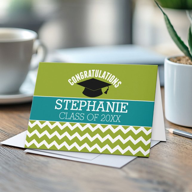 Tarjeta Felicitaciones Graduado - Graduación Personalizada (Custom, Personalized Graduation Congratulations - Folded Greeting Card)