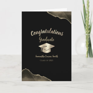 Tarjeta Felicitaciones Graduate Black Gold Class de 2025