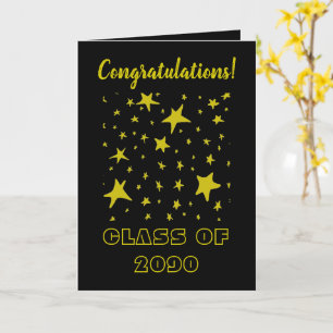 Tarjeta Felicitaciones Graduate Cards Black & Gold Stars