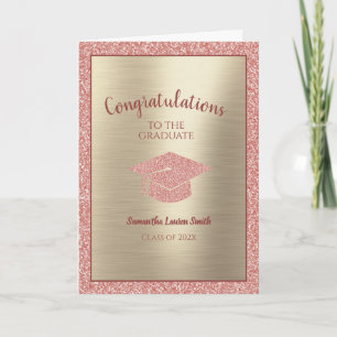 Tarjeta Felicitaciones Graduate Class of 2022 Pink Gold