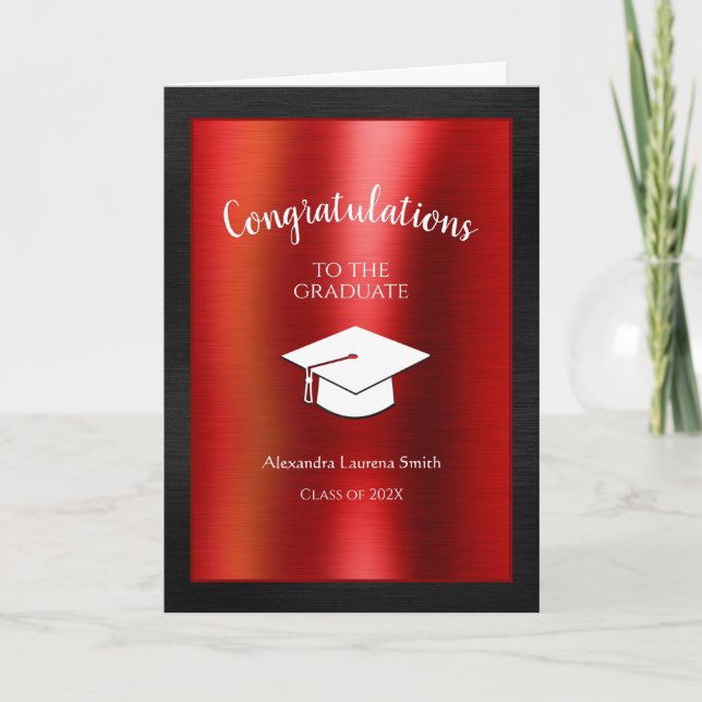 Tarjeta Felicitaciones Graduate Class of 2024 Black Red (Anverso)