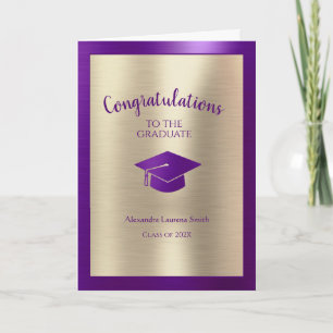 Tarjeta Felicitaciones Graduate Class of 2024 Purple Gold