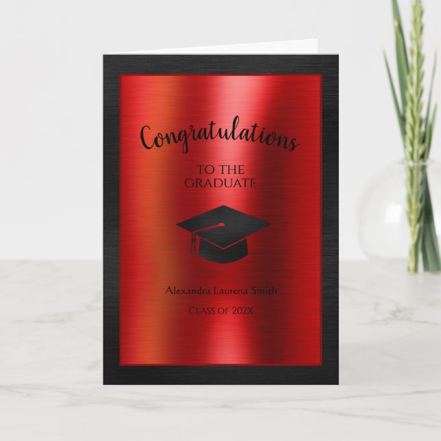 Tarjeta Felicitaciones Graduate Class of 2024 Red Black (Anverso)