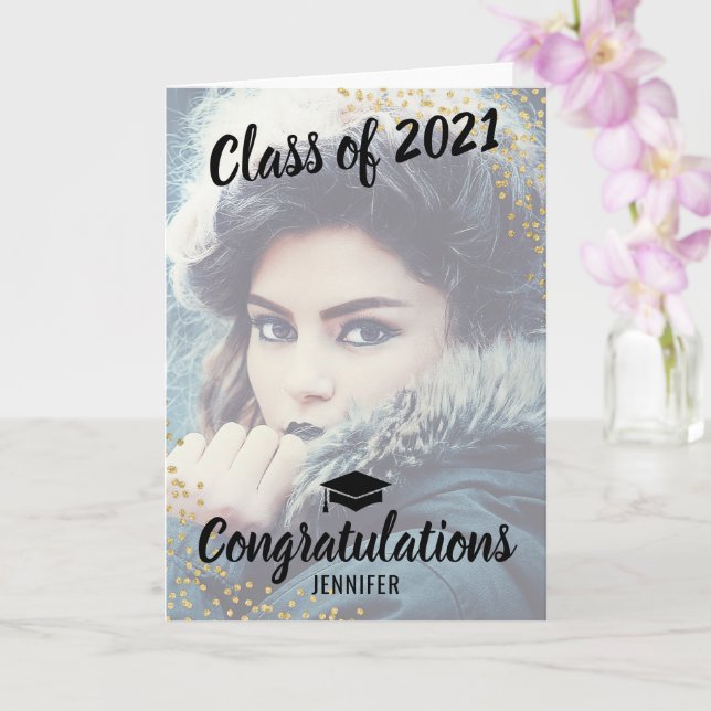Tarjeta Felicitaciones Graduate Class of 2025 Photo (Orquídea)