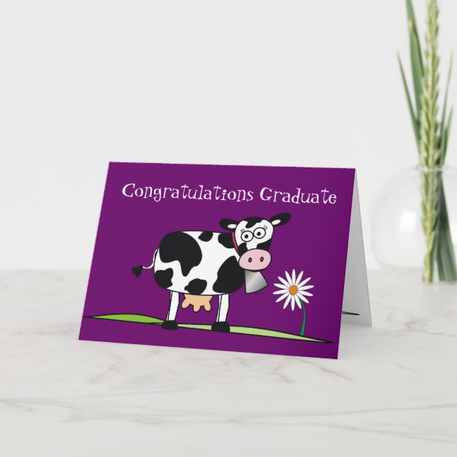 Tarjeta Felicitaciones Graduate-Cow (Anverso)