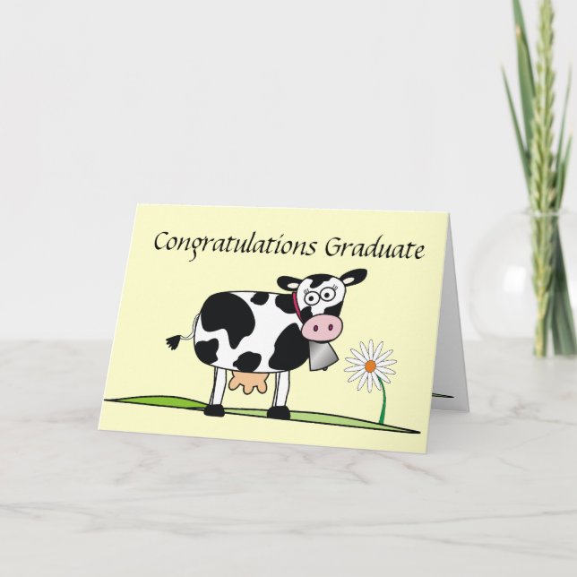 Tarjeta Felicitaciones Graduate-Cow (Anverso)