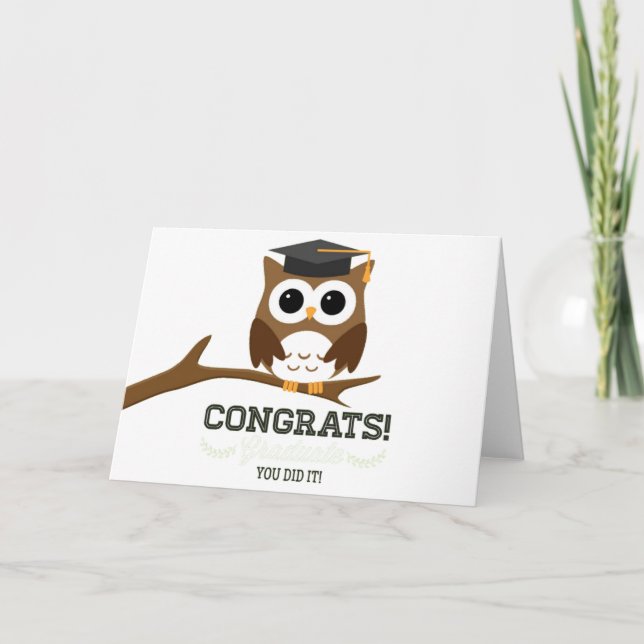 Tarjeta Felicitaciones Graduate Owl (Anverso)