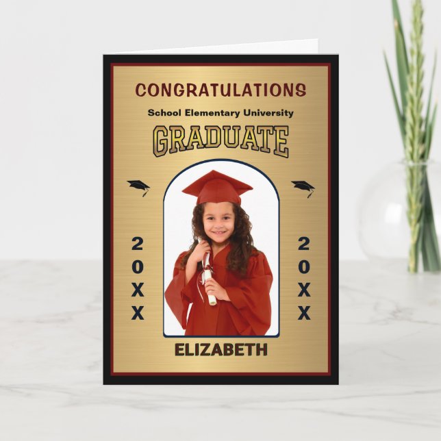 Tarjeta Felicitaciones Graduate Photo Graduate Gold (Anverso)