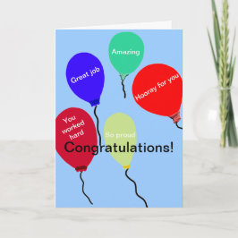 Tarjeta Felicitaciones, grandes globos de trabajo colorido