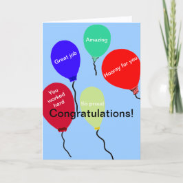 Tarjeta Felicitaciones, grandes globos de trabajo colorido