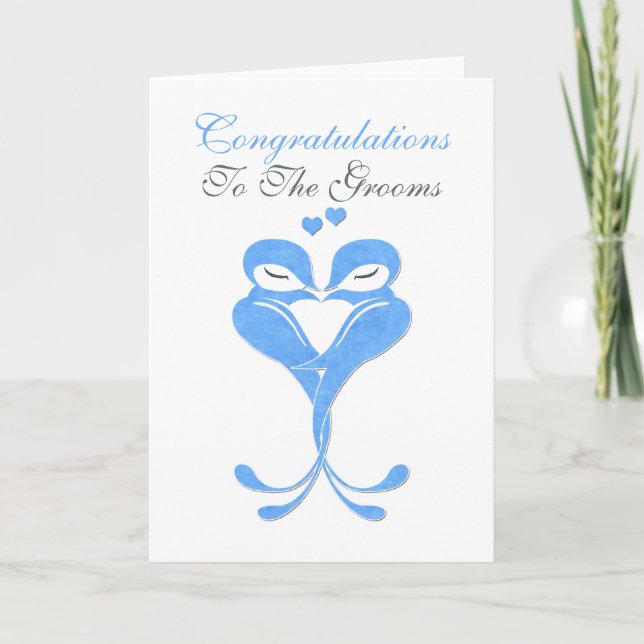 Tarjeta Felicitaciones Grooms Ama Aves Boda Gay (Anverso)