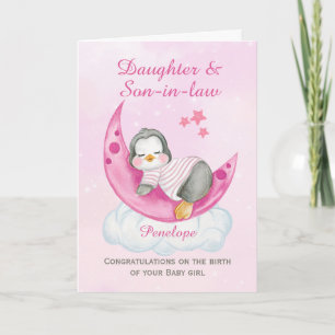 Tarjeta Felicitaciones, hija, Chica de Recién nacido Pengu