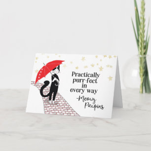 Tarjeta Felicitaciones Humor de gato Meowy Pawpin