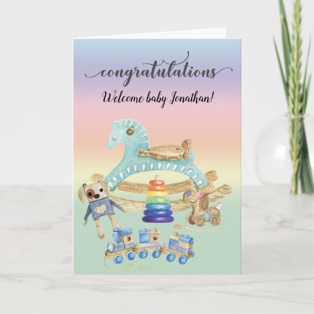 Tarjeta Felicitaciones Juguetes Para Shower De Bebe Person (Anverso)
