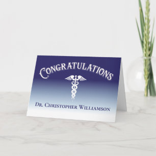 Tarjeta Felicitaciones Médica médico azul graduado