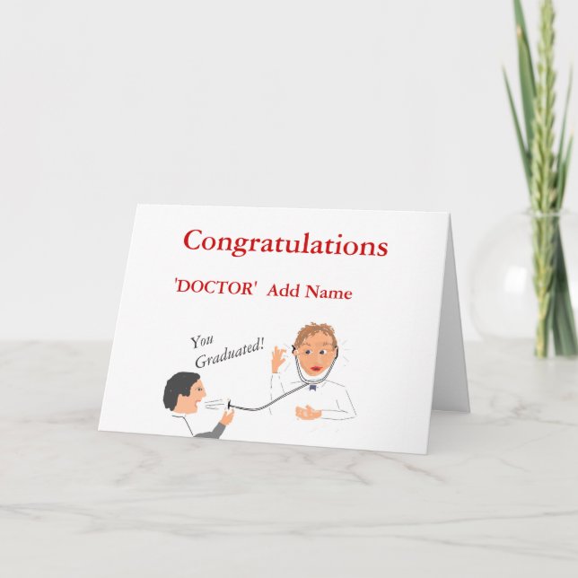 Tarjeta Felicitaciones Médico 'Añadir nombre' que se gradu (Anverso)