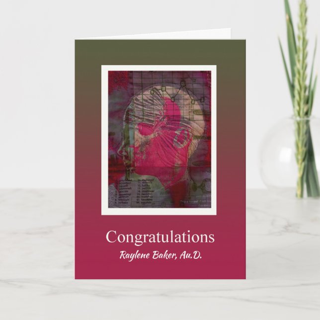 Tarjeta Felicitaciones Médico de Graduación de Audiología (Anverso)