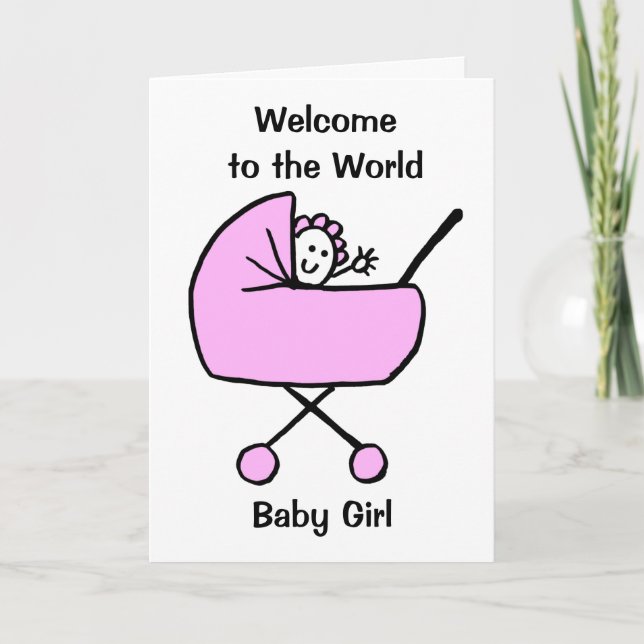 Tarjeta Felicitaciones Nacida Niña Rosa (Anverso)