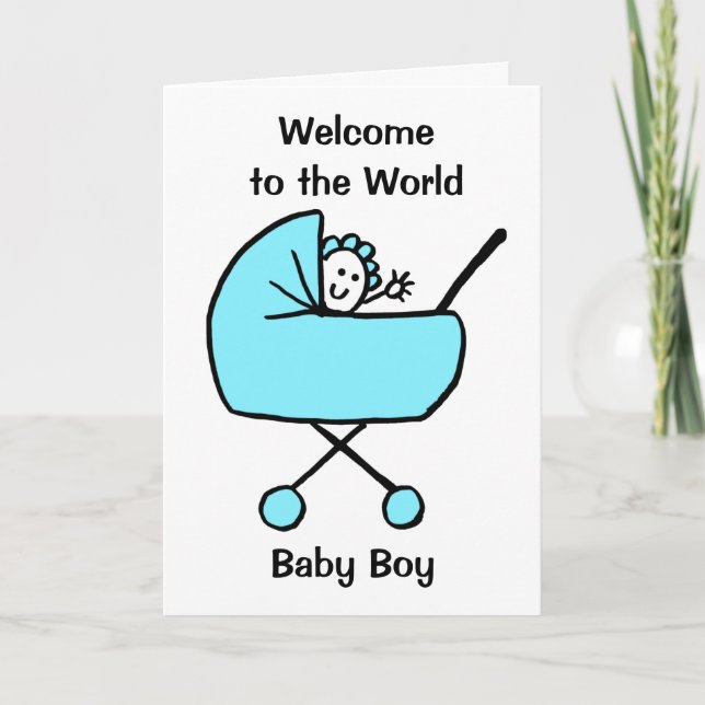 Tarjeta Felicitaciones Nacimiento Niño Azul (Anverso)