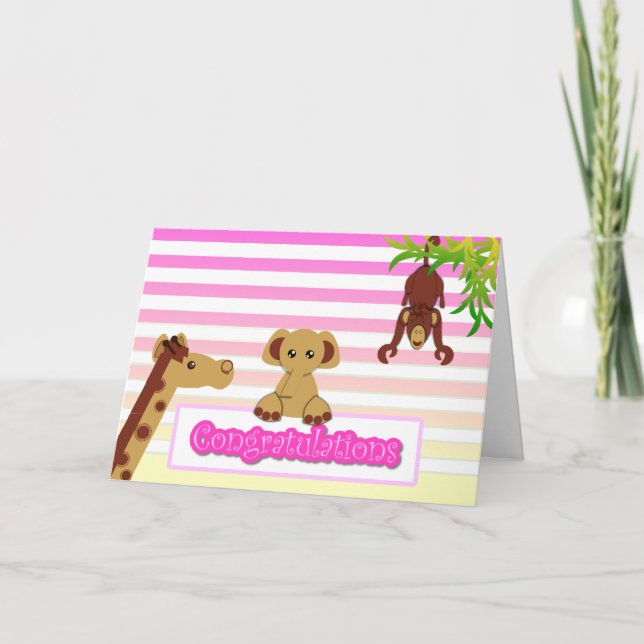 Tarjeta Felicitaciones, niña bebé - Personalizada (Anverso)