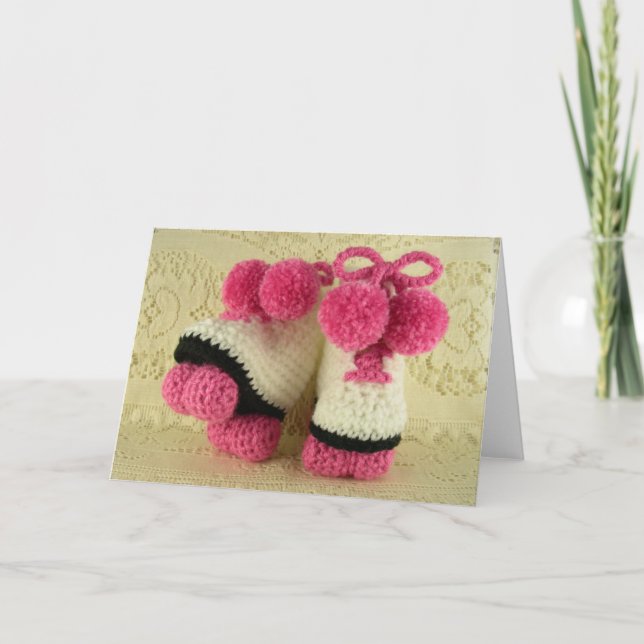 Tarjeta Felicitaciones, niña bebé (Roller Skates Booties) (Anverso)