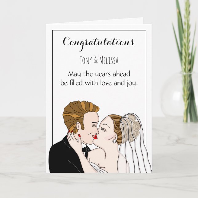 Tarjeta Felicitaciones Novia y Groom Personalizadas (Anverso)