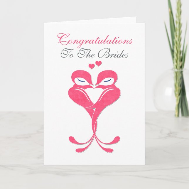Tarjeta Felicitaciones Novias Amas Pájaros Boda Lesbiana (Anverso)