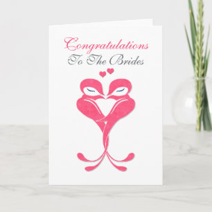 Tarjeta Felicitaciones Novias Amas Pájaros Boda Lesbiana