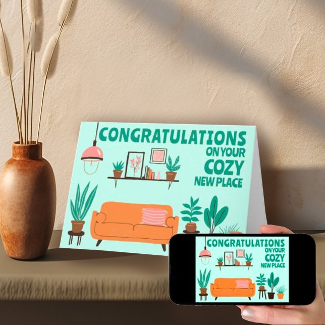 Tarjeta Felicitaciones Nueva Casa Acogedora Salón Cute (Congratulations New Home Cozy Cute Living Room Card
Housewarming Digital eCard )