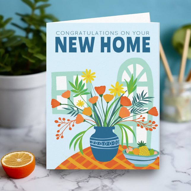 Tarjeta FELICITACIONES NUEVA CASA MOVILIZANDO Flower Vase (CONGRATULATIONS NEW HOME MOVING Flower Vase Card
)