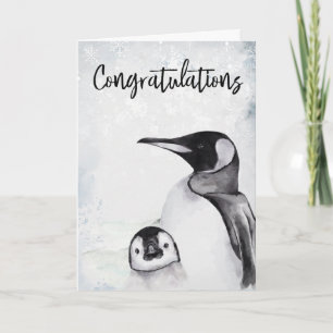 Tarjeta Felicitaciones Nueva Mamá Pingüino Invierno Nieve