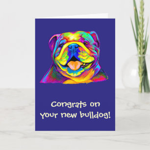 Tarjeta Felicitaciones Nuevo Bulldog en colores