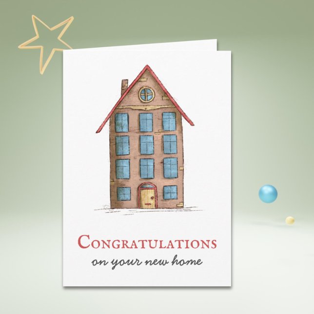 Tarjeta Felicitaciones Nuevo departamento residencial (Congratulations on your new home greeting card)