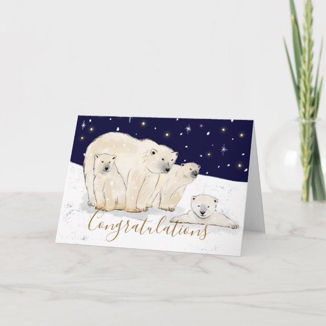 Tarjeta felicitaciones nuevo hogar cálido oso oso polar (Anverso)