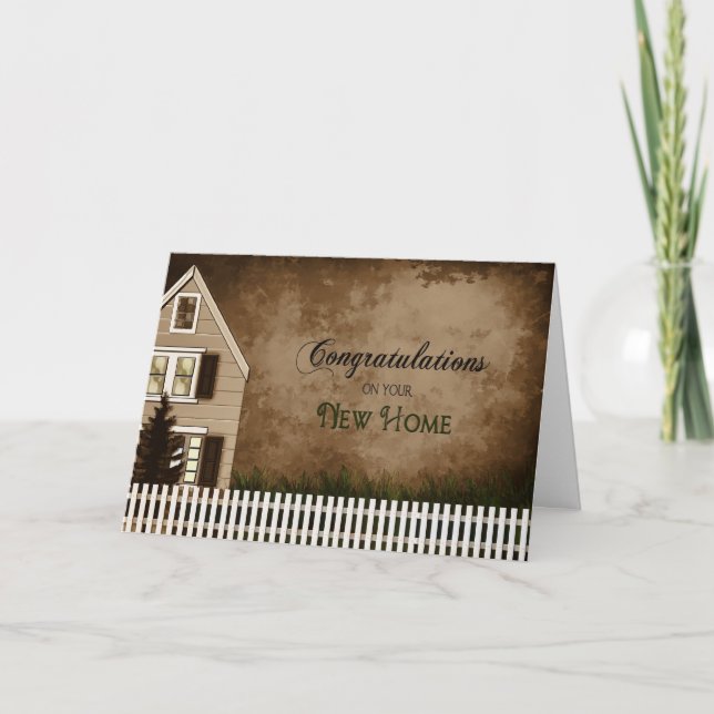 Tarjeta Felicitaciones - Nuevo hogar - Tonos marrones (Anverso)