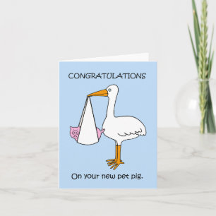 Tarjeta Felicitaciones Nuevo Mascota Pig