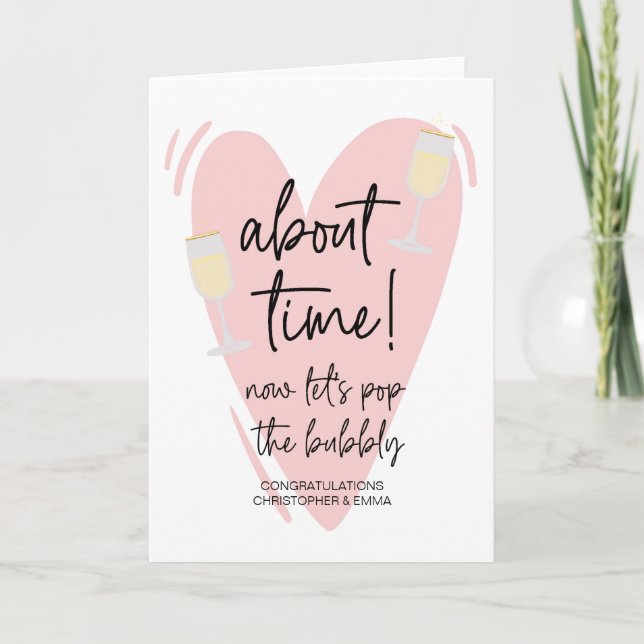 Tarjeta Felicitaciones Nuevo Sr. y Boda de la Sra. Engagem (Anverso)