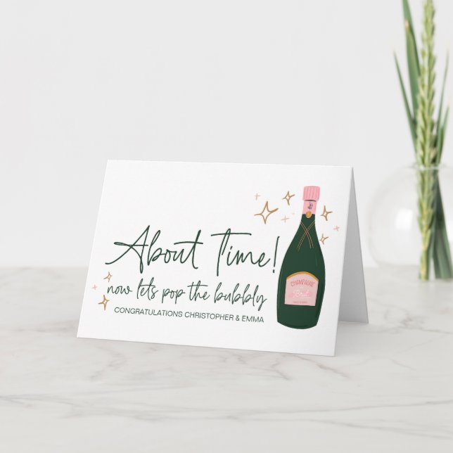 Tarjeta Felicitaciones Nuevo Sr. y Boda de la Sra. Engagem (Anverso)