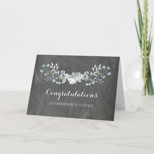Tarjeta Felicitaciones Padres de Groom Chalkboard (Anverso)