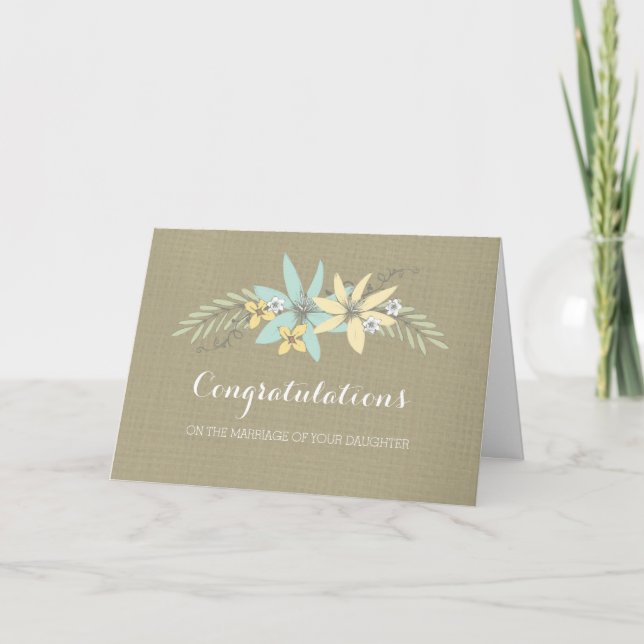 Tarjeta Felicitaciones Padres de la Brida Burlap (Anverso)