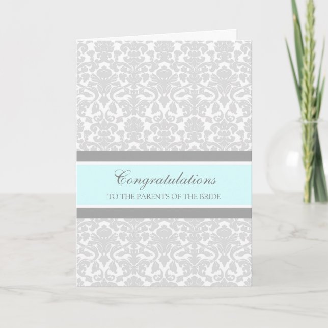 Tarjeta Felicitaciones Padres de la Novia Gris Azul (Anverso)