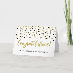Tarjeta Felicitaciones Padres de la Novia Oro Negro