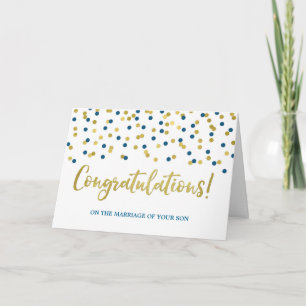 Tarjeta Felicitaciones Padres del Azul Oro Groom