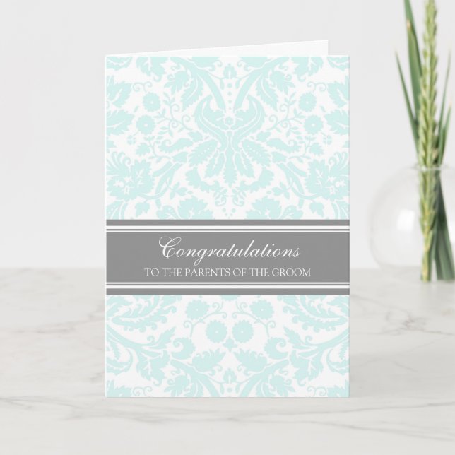 Tarjeta Felicitaciones Padres del cielo azul de Groom (Anverso)