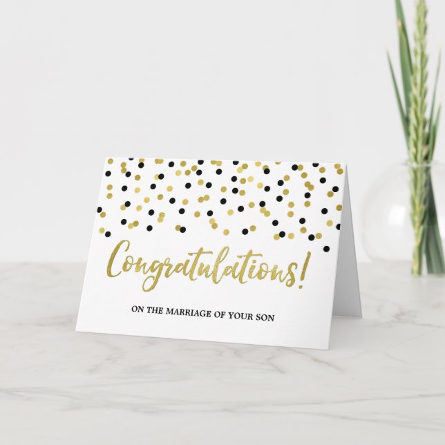 Tarjeta Felicitaciones Padres del Negro Oro Groom (Anverso)