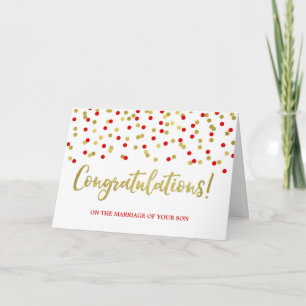 Tarjeta Felicitaciones Padres del Rojo de Oro Groom